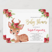 Invitation baby shower des cerfs de Noël (Devant / Derrière)