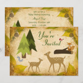 Invitation Baby shower des cerfs et des animaux de (Devant / Derrière)