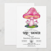 Invitation Baby shower des champignons des forêts de bois (Devant / Derrière)