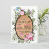 Invitation Baby shower des chouettes des bois mignons (Debout devant)