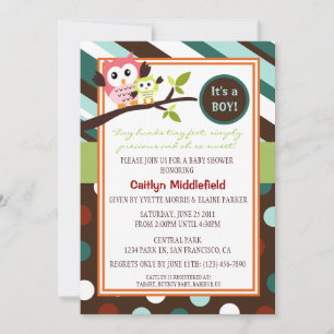 Invitation Baby shower des Chouettes modernes