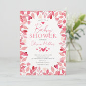 Invitation Baby shower des Coeurs aquarelles (Debout devant)