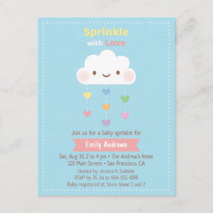 Invitation Baby shower des Coeurs Arc-en-ciel doux