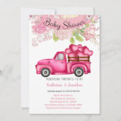 Invitation Baby shower des coeurs de charge de camion rose (Devant)