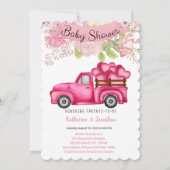 Invitation Baby shower des coeurs de charge de camion rose (Devant)