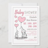 Invitation Baby shower des Coeurs Eléphants (Devant)