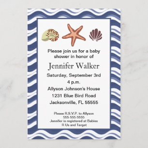 Invitation Baby shower des coquillages marins