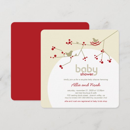 Invitation Baby shower des couples d'arbres de la famille des (Devant / Derrière)