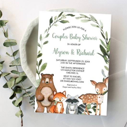 Invitation Baby shower des couples de bois, sans distinction 