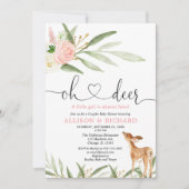 Invitation Baby shower des couples de cerfs de bois rose or v (Devant)