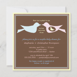 Invitation Baby shower des couples de familles d'oiseaux avec