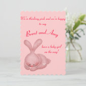 Invitation Baby shower des couples de filles roses simples (Debout devant)