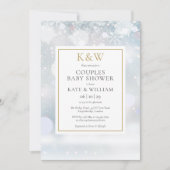 Invitation Baby shower des couples de monogrammes d'or de nei (Devant)