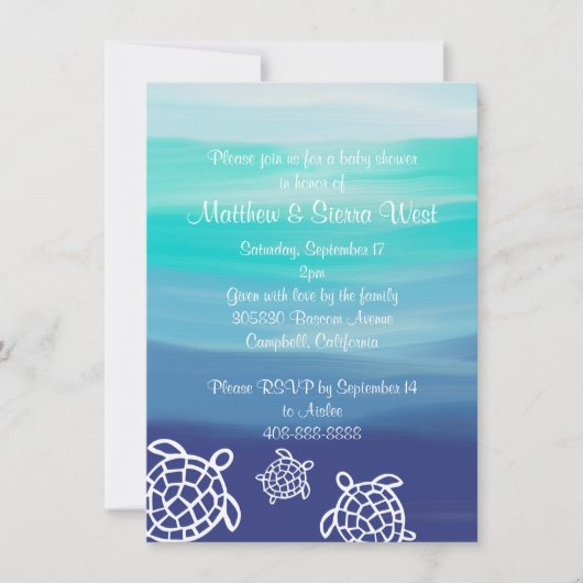 Invitation Baby shower des couples de tortues de mer de Honu (Devant)