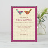 Invitation Baby shower des couples d'oiseaux (Debout devant)