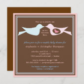 Invitation Baby shower des couples d'oiseaux (Devant / Derrière)