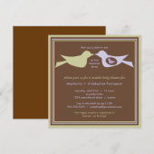 Invitation Baby shower des couples d'oiseaux Lilac et Sage (Devant / Derrière)