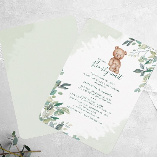 Invitation Baby shower des couples d'oreilles Eucalyptus