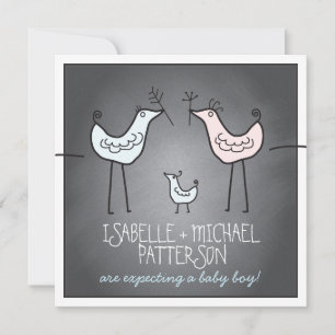 Invitation Baby shower des couples en damier moderne