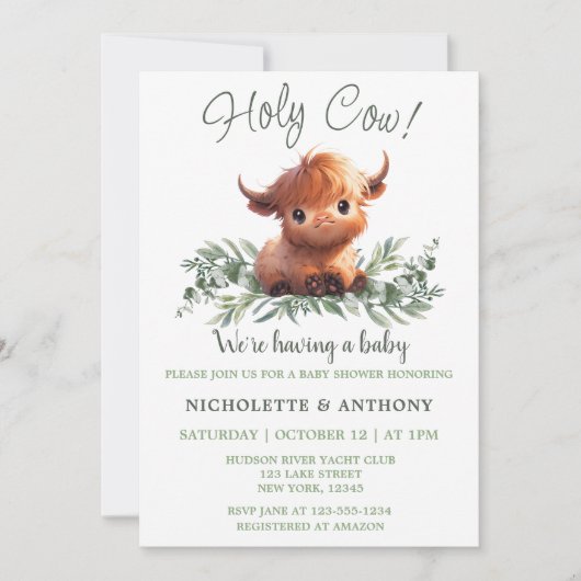 INVITATION BABY SHOWER DES COUPLES MODERNES DE HOW HIGHLAND (Devant)