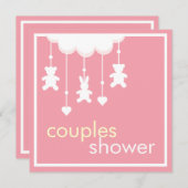 Invitation Baby shower des couples roses doux (Devant / Derrière)
