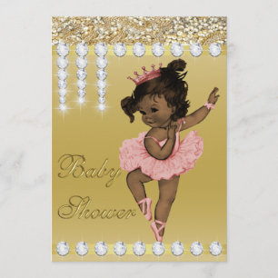 Invitation Baby shower des diamants de Ballerina Gold Faux