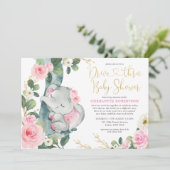 Invitation Baby shower des Eléphantes roses de Drive (Debout devant)
