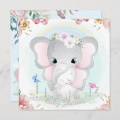 Invitation Baby shower des éléphants (Devant / Derrière)