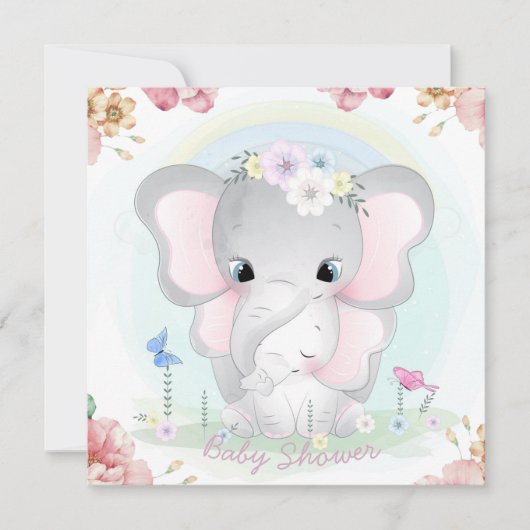 Invitation Baby shower des éléphants (Devant)