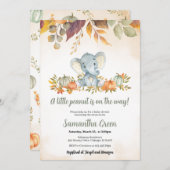 Invitation Baby shower des éléphants d'automne (Devant / Derrière)