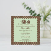 Invitation Baby shower des éléphants de maman et bébé (Debout devant)