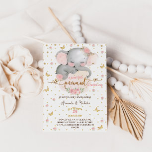 Invitation Baby shower des éléphants floraux