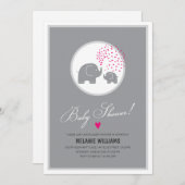 Invitation Baby shower des éléphants gris élégant (Devant / Derrière)