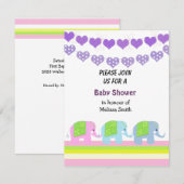 Invitation Baby shower des éléphants indiens (Devant / Derrière)