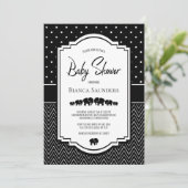 Invitation Baby shower des éléphants noirs (Debout devant)