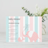 Invitation Baby shower des éléphants - rose (Debout devant)