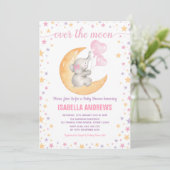 Invitation Baby shower des éléphants sur la Lune / Twinkle St (Debout devant)