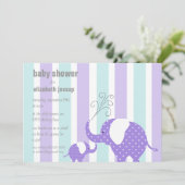 Invitation Baby shower des éléphants - violet (Debout devant)