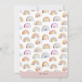Invitation Baby shower des étoiles arc-en-ciel rose (Dos)