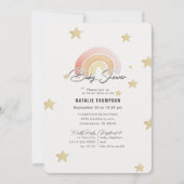 Invitation Baby shower des étoiles arc-en-ciel rose (Devant)