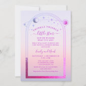 Invitation Baby shower des étoiles de la lune de soleil rose (Devant)