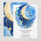 Invitation Baby shower des étoiles et de la lune (Devant / Derrière)