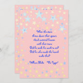 Invitation Baby shower des étoiles roses (Devant / Derrière)