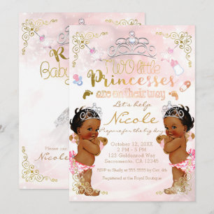 Invitation Baby shower des femmes noires jumelles roses