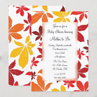 Invitation Baby shower des feuilles d'automne colorées