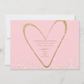 Invitation Baby shower des feux de coeur rose et or (Dos)