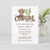 Invitation Baby shower des filles de cactus du désert de cowg (Debout devant)