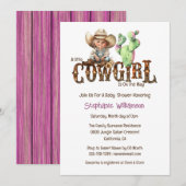Invitation Baby shower des filles de cactus du désert de cowg (Devant / Derrière)