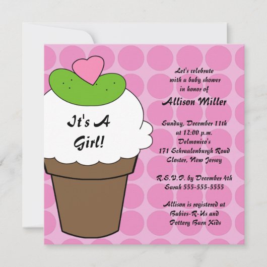 Invitation Baby shower des filles de Pickles & Ice Cream Girl (Devant)