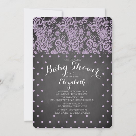 Invitation Baby shower des filles de tableau de bo (Devant)